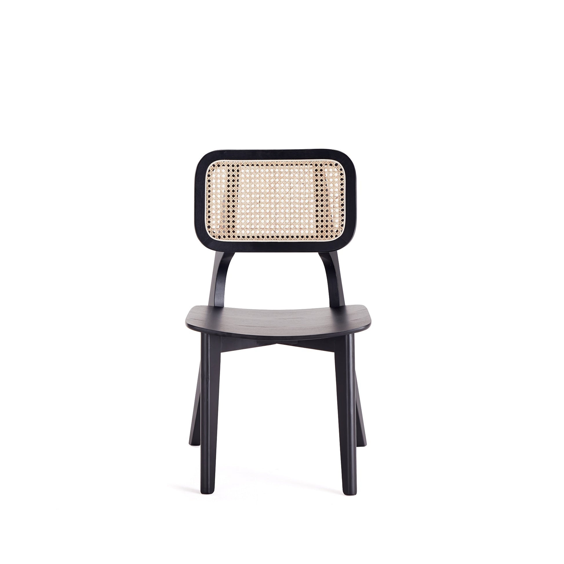 Versailles Square Dining Chair in Black and Natural Cane (set of 4) - Ornate Home