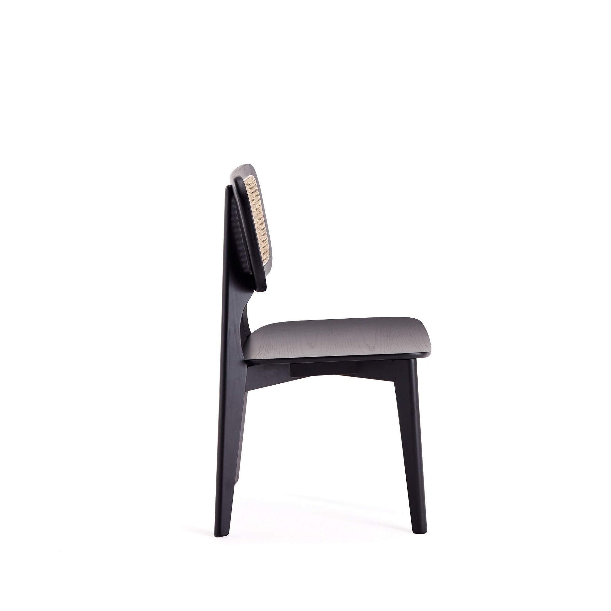 Versailles Square Dining Chair in Black and Natural Cane (set of 4) - Ornate Home