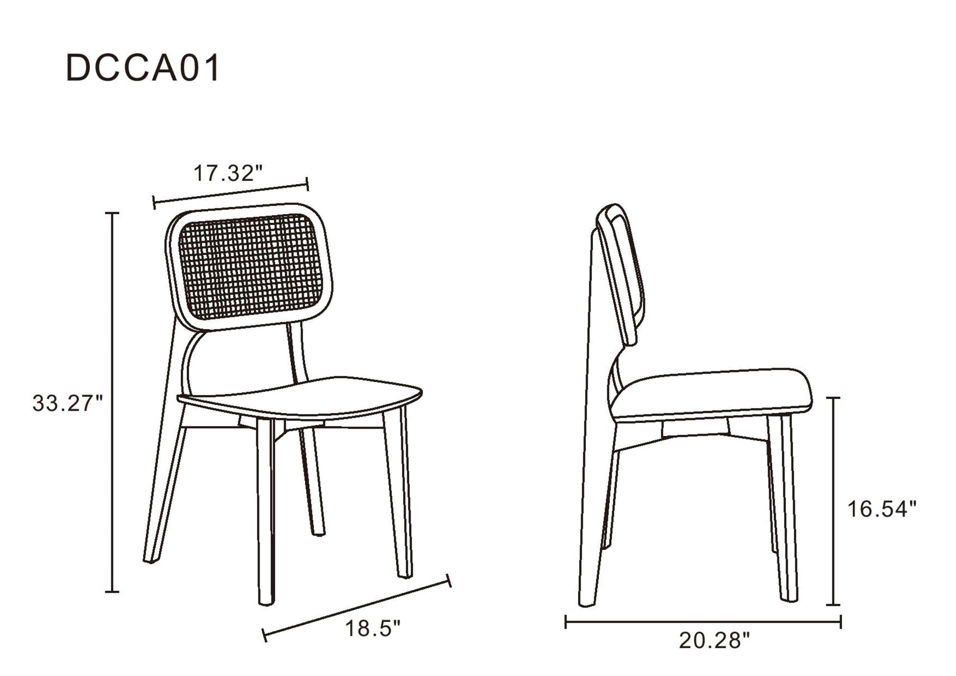 Versailles Square Dining Chair in Nature Cane (set of 2) - Ornate Home