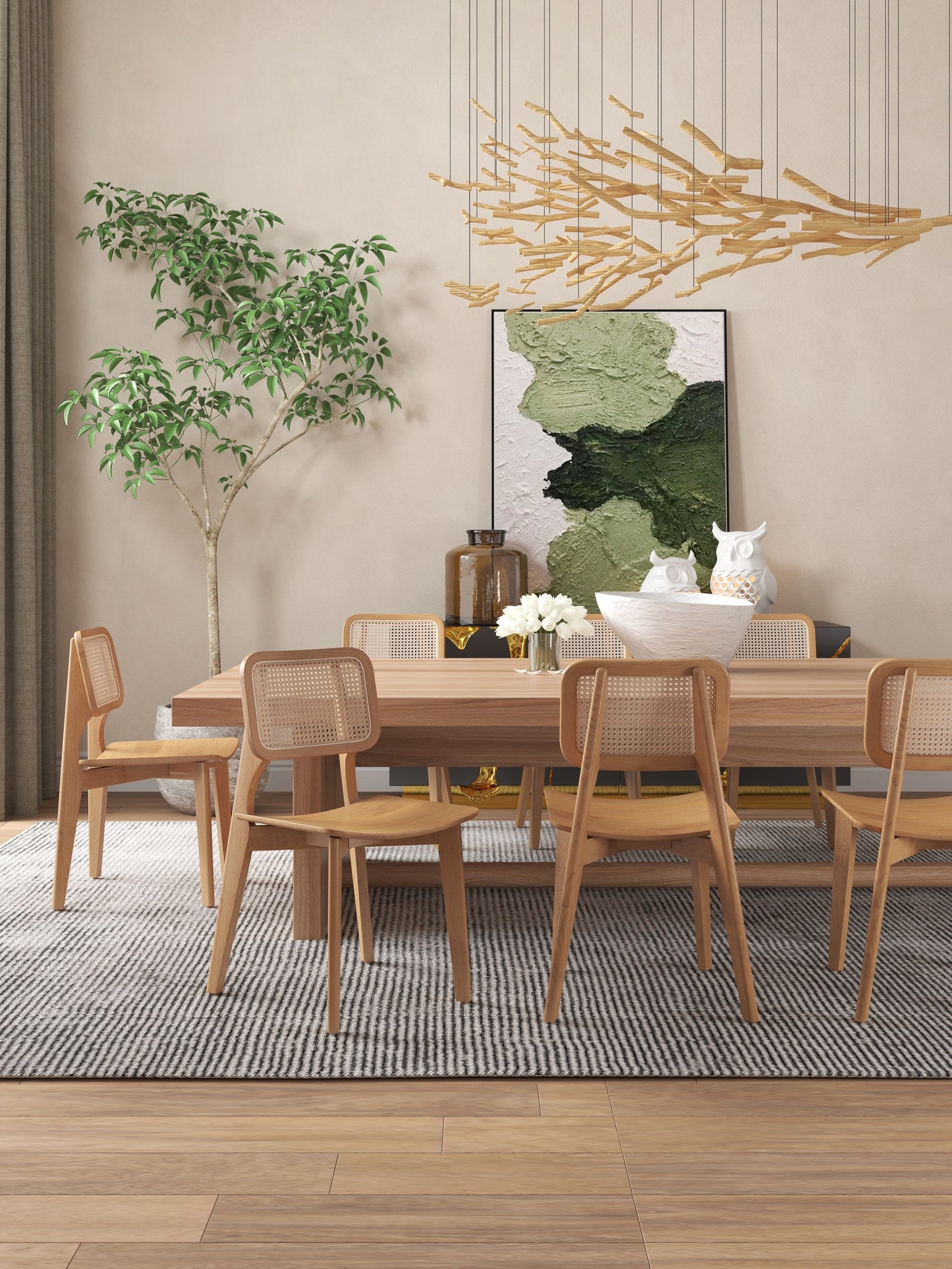 Versailles Square Dining Chair in Nature Cane (set of 4) - Ornate Home