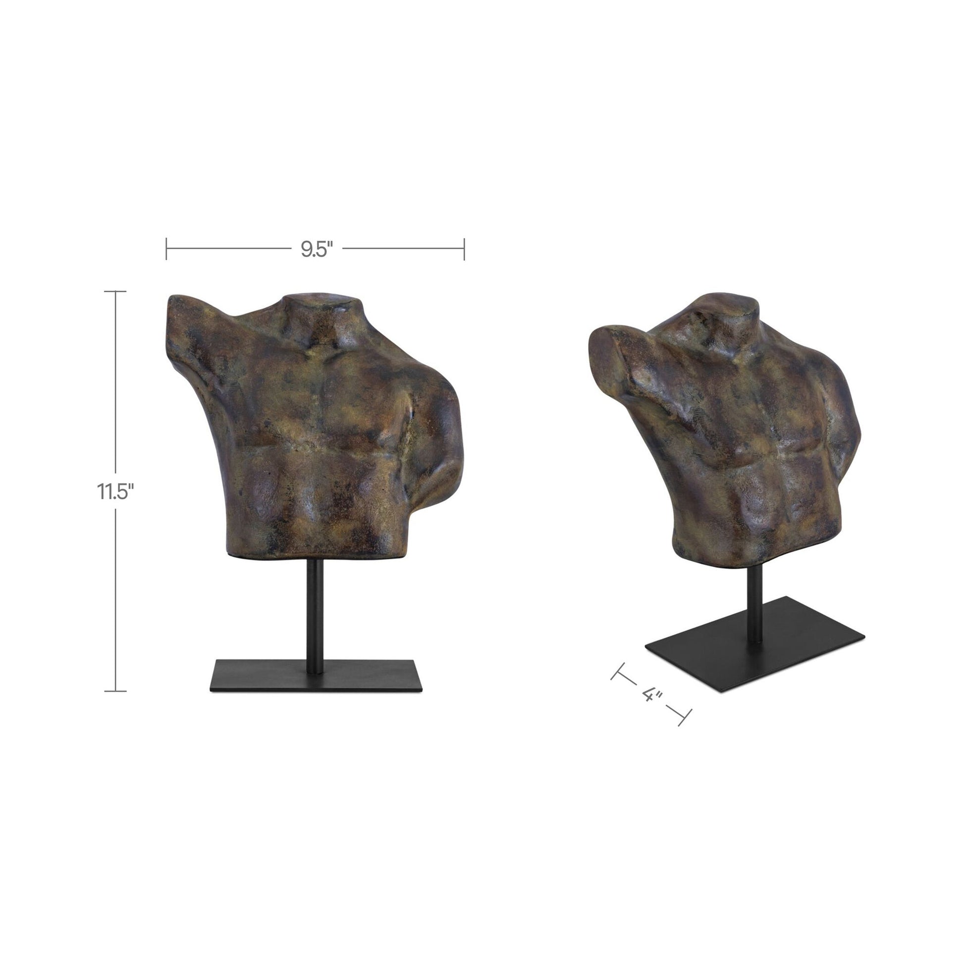Victor Dark Green Patina Cast Aluminum Sculpture - Ornate Home