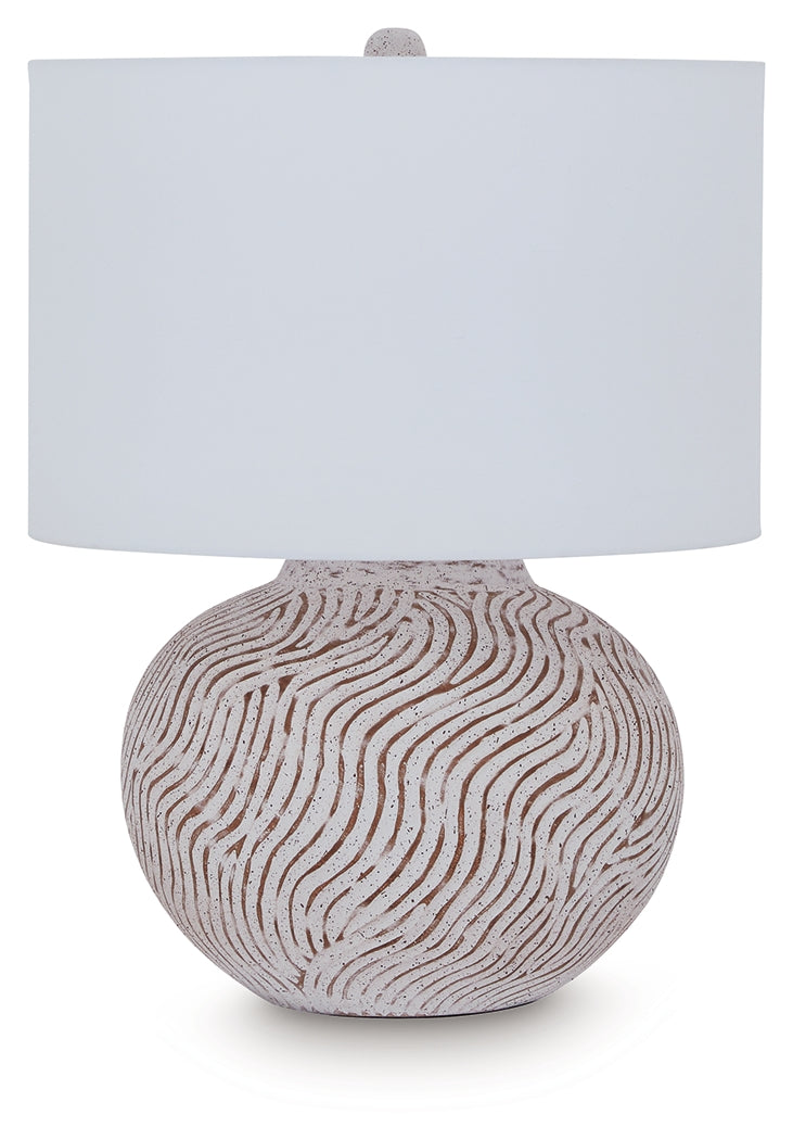Vien Distressed White Table Lamp- Viva Furn