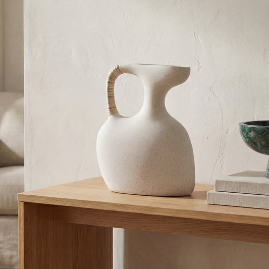 Vila Cream White 13-in Sculptural Vessel - Ornate Home