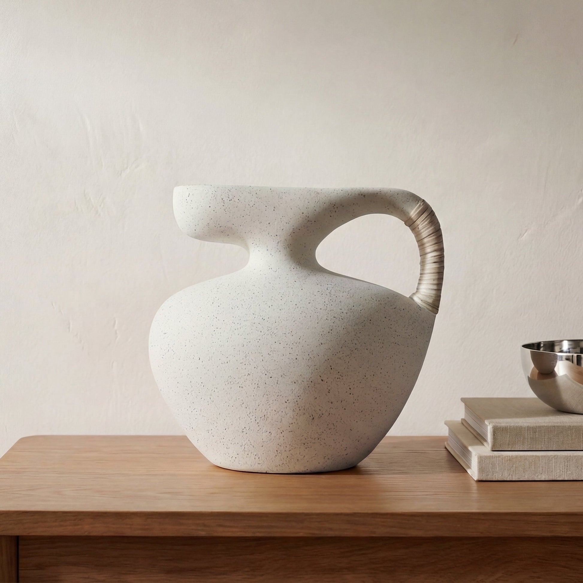 Vila Cream White 9.5-in Sculptural Vessel - Ornate Home