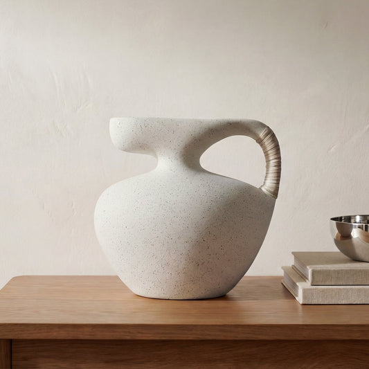 Vila Cream White 9.5-in Sculptural Vessel - Ornate Home
