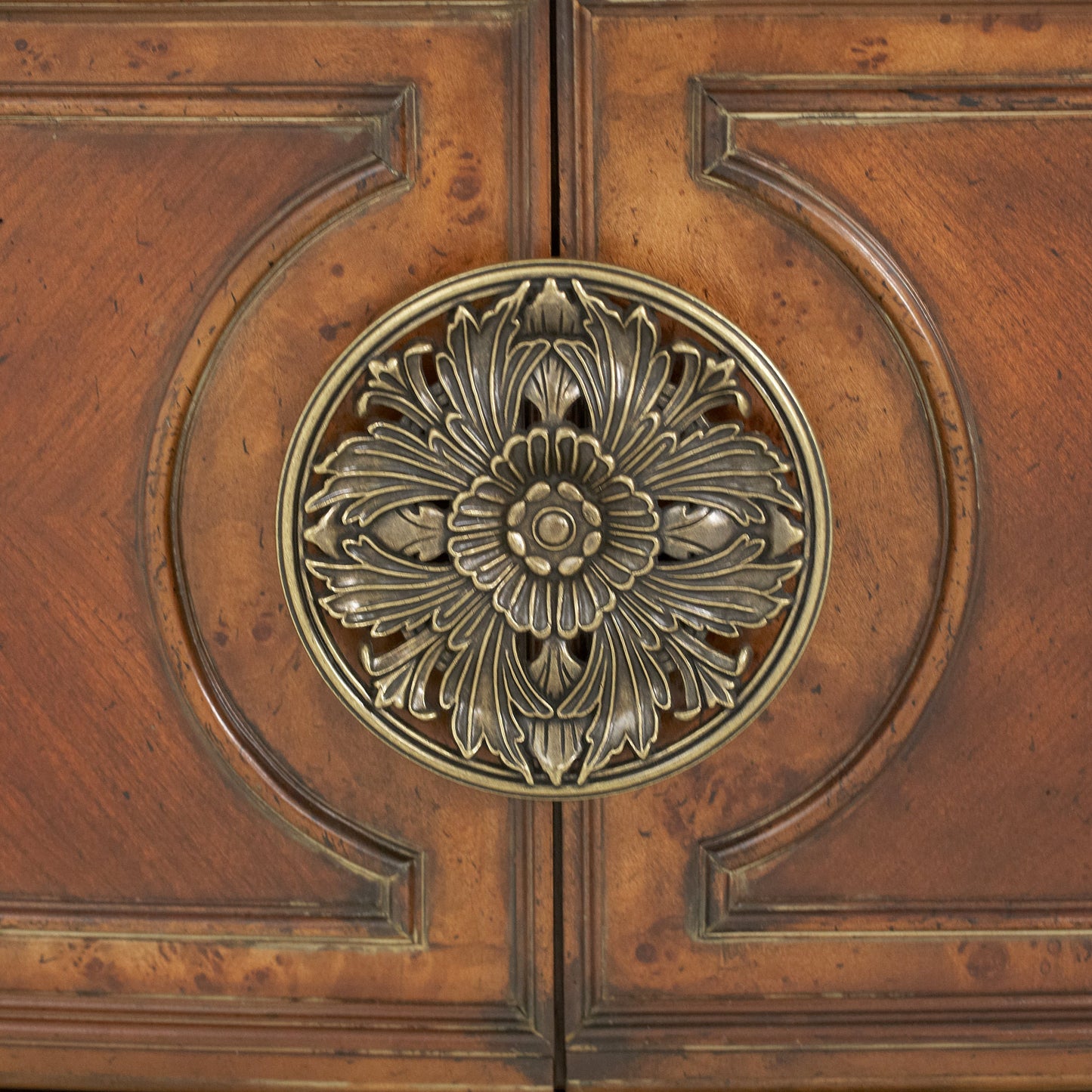 Villa Valencia Classic Chestnut China Buffet with Lighted Top - Ornate Home
