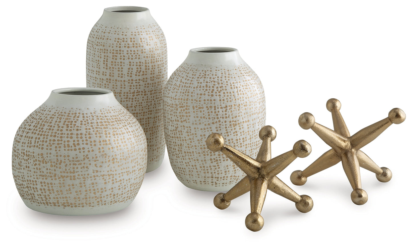 Vinburn White/Gold Finish Accessory Set (Set of 5)- Viva Furn