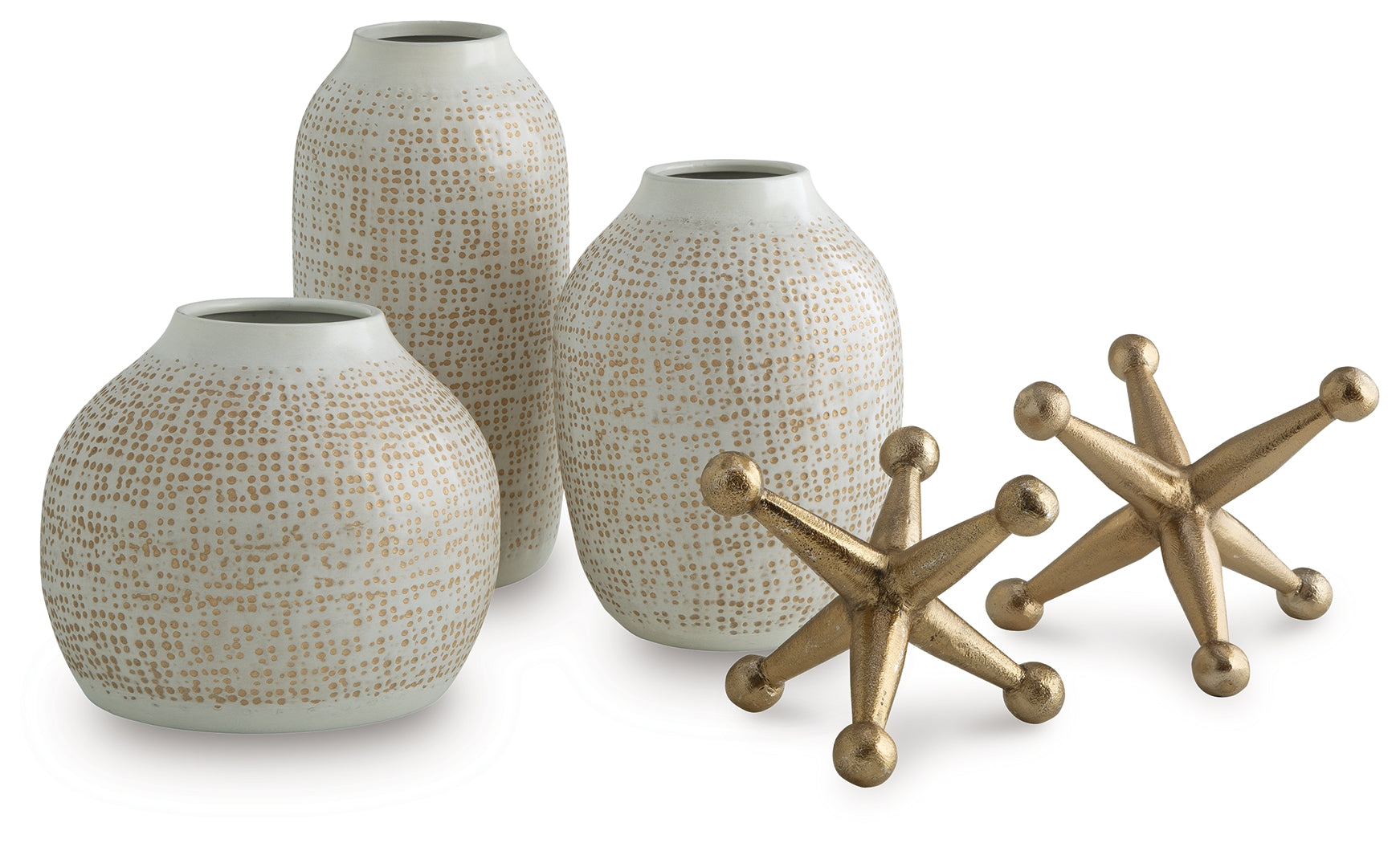 Vinburn White/Gold Finish Accessory Set (Set of 5)- Viva Furn