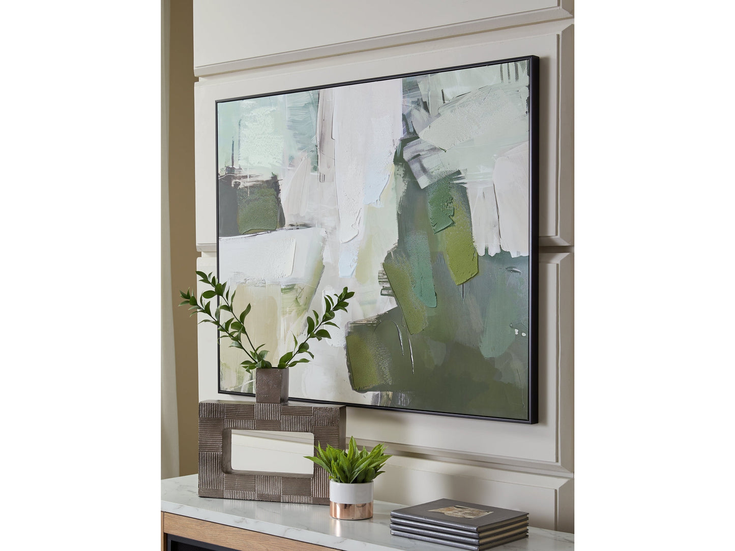 Vinick Green/Gray/White Wall Art- Viva Furn
