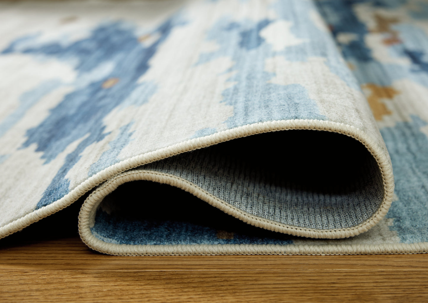 Vinlett Cream/Blue/Brown 8' x 10' Washable Rug- Viva Furn