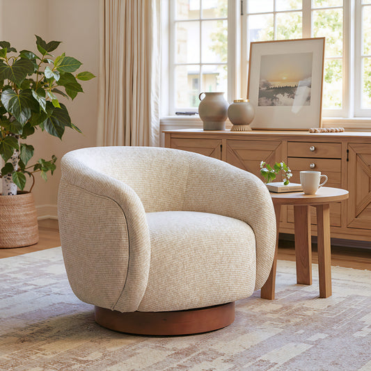 Vinta Beige Swivel Chair - Ornate Home