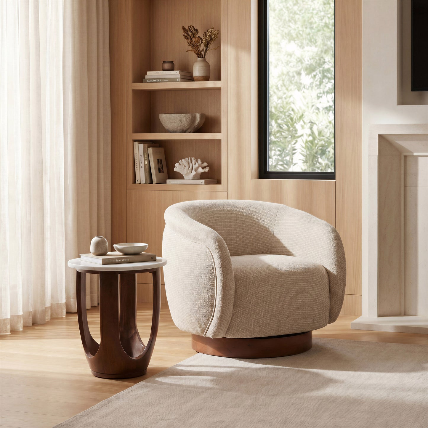 Vinta Beige Swivel Chair - Ornate Home