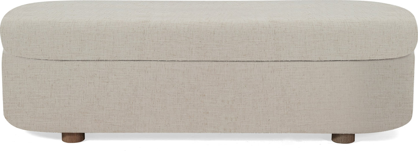 Virgil Kiki Whipped Honey Upholstered Storage Bench - Ornate Home