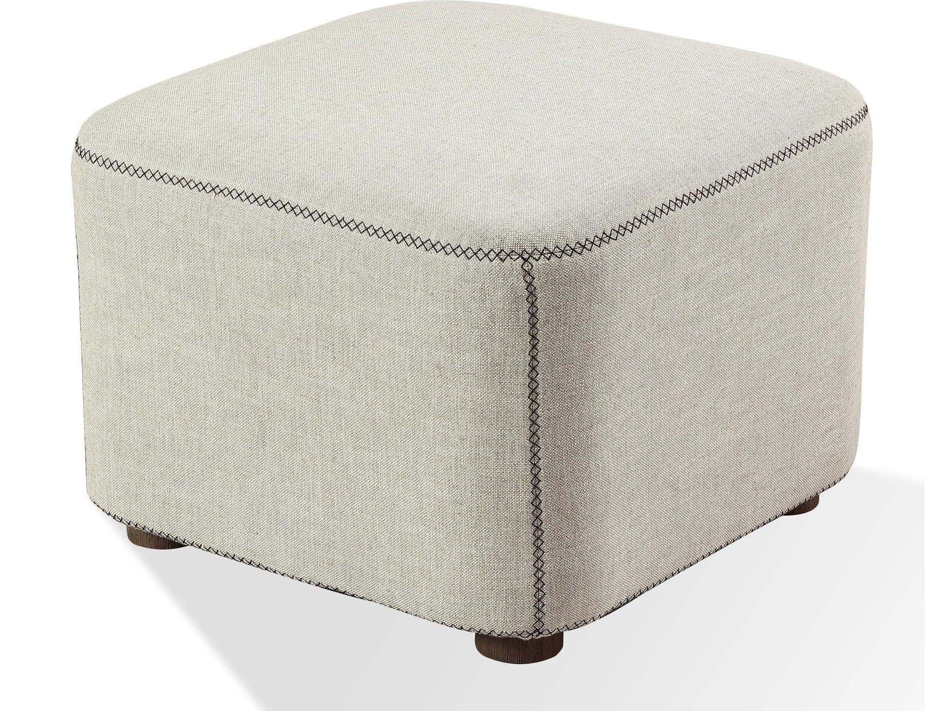 Virgil Louis Natural Upholstered Ottoman - Ornate Home
