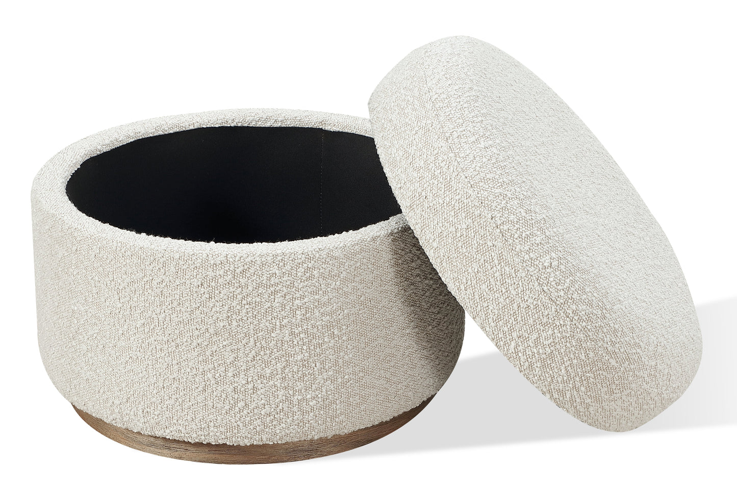 Virgil Off-White Upholstered Storage Ottoman in Ricotta Boucle - Ornate Home