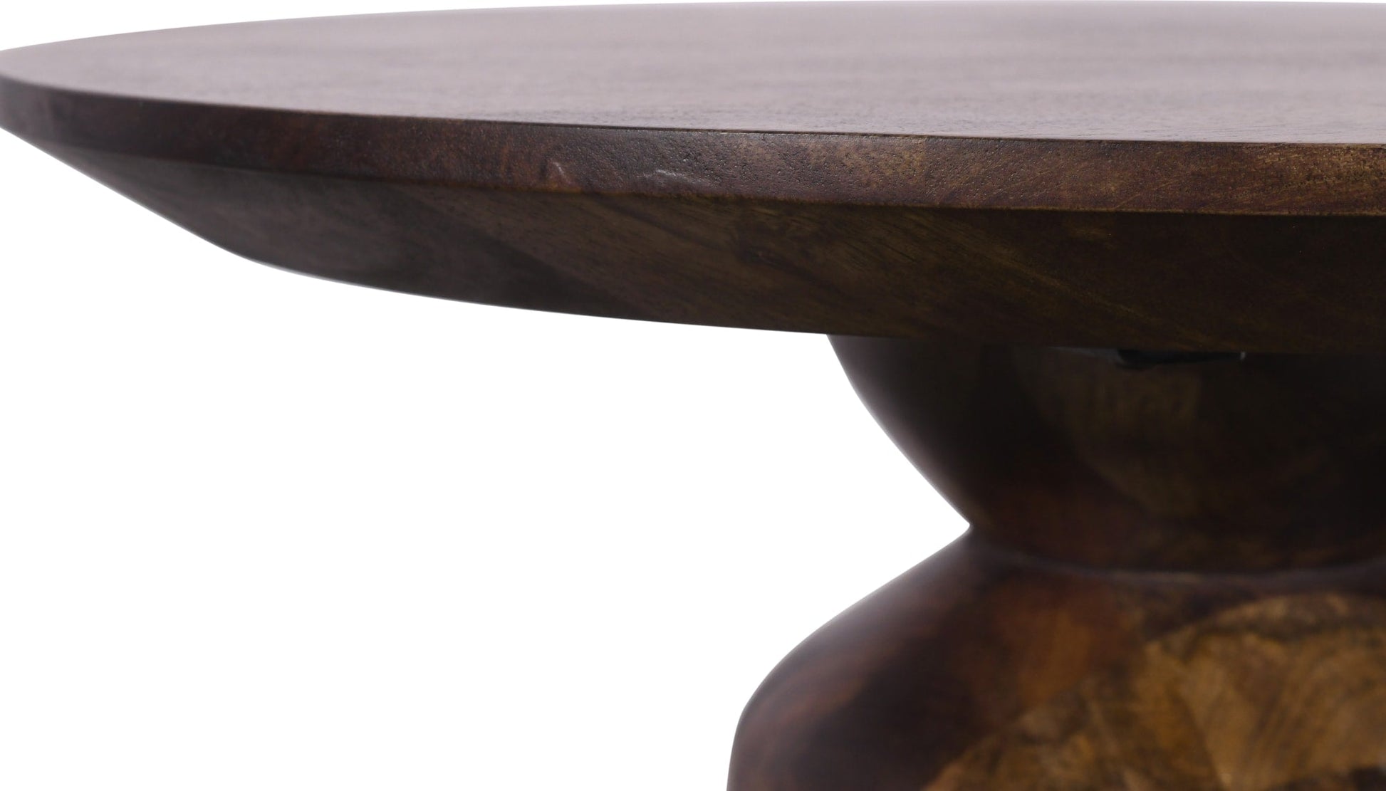 Virton Smoked Brown Solid Wood Round End Table - Ornate Home