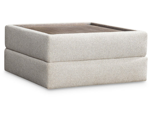 Vista Puma Cerused/Beige/Tan Fabric Ottoman - Ornate Home