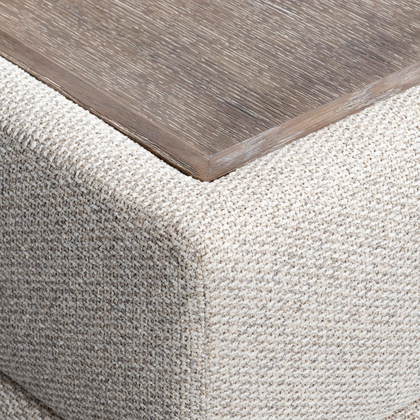 Vista Puma Cerused/Beige/Tan Fabric Ottoman - Ornate Home