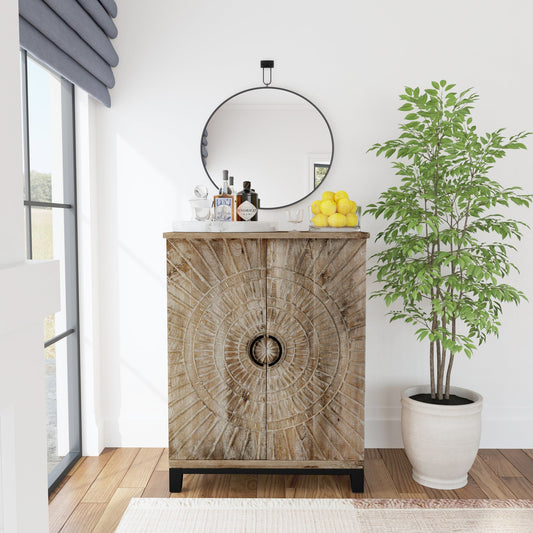 Vivienne Distressed Taupe Bar Cabinet - Ornate Home
