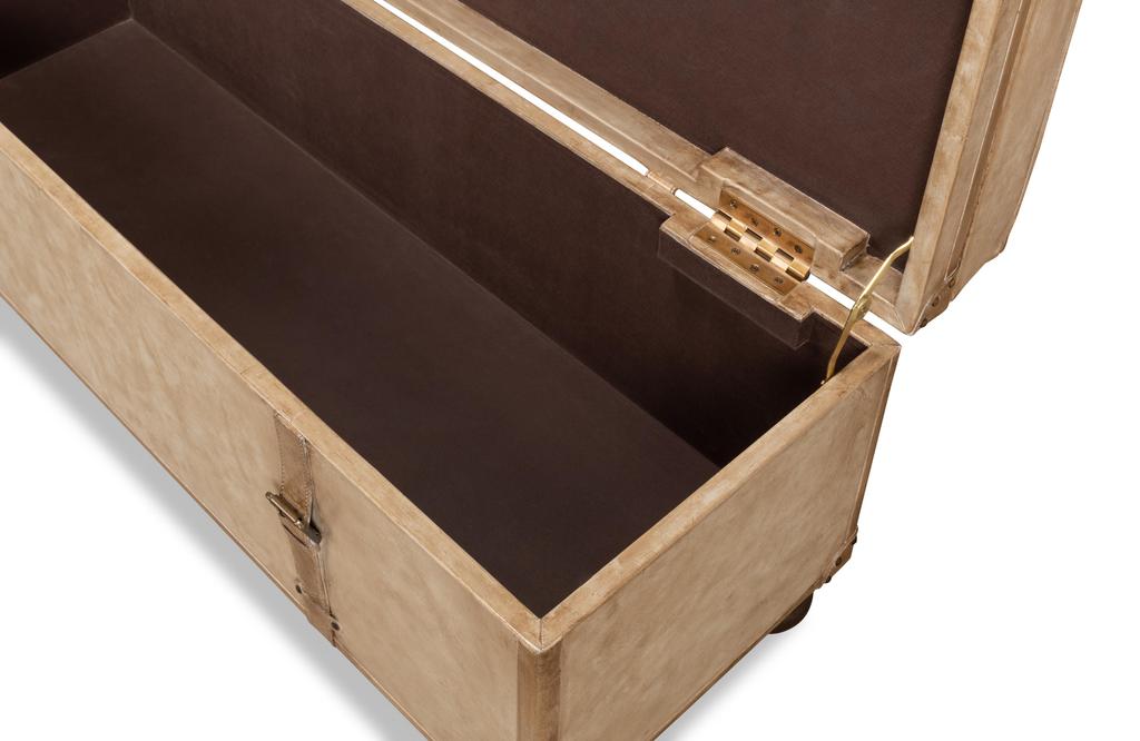 Voyage Leather Beige Leather Trunk/Bench - Ornate Home