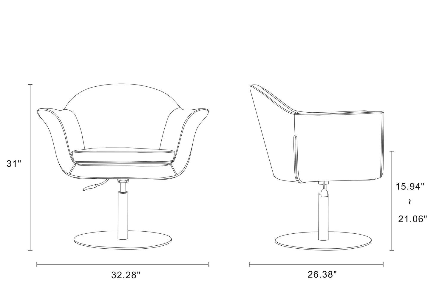 Voyager Swivel Adjustable Accent Chair in Smokey Blue and Brushed Metal - Ornate Home