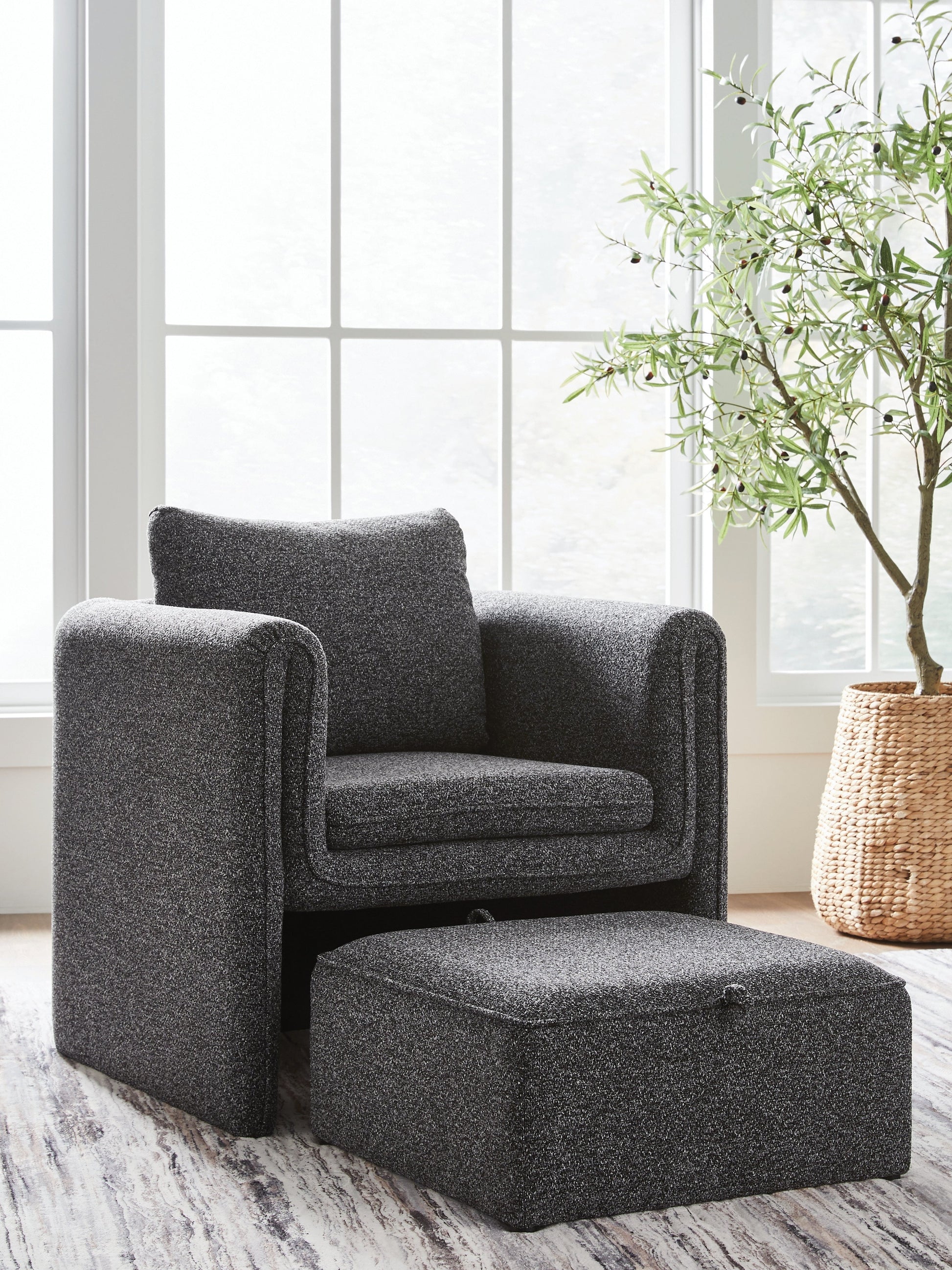 Vreni Charcoal/Black Accent Chair- Viva Furn