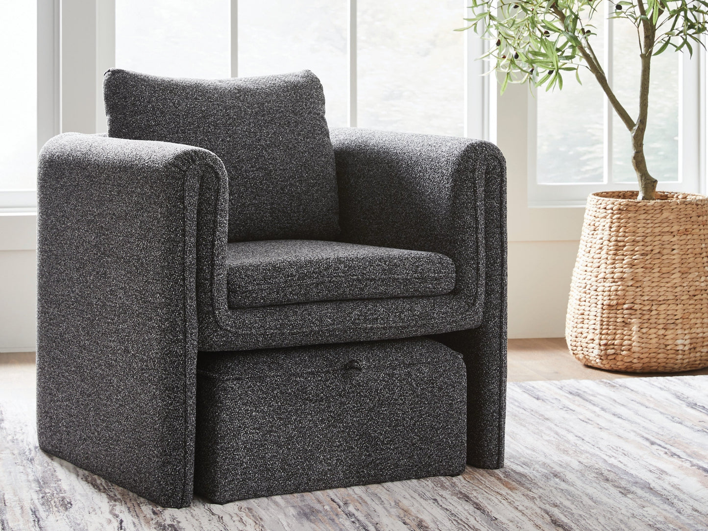 Vreni Charcoal/Black Accent Chair- Viva Furn