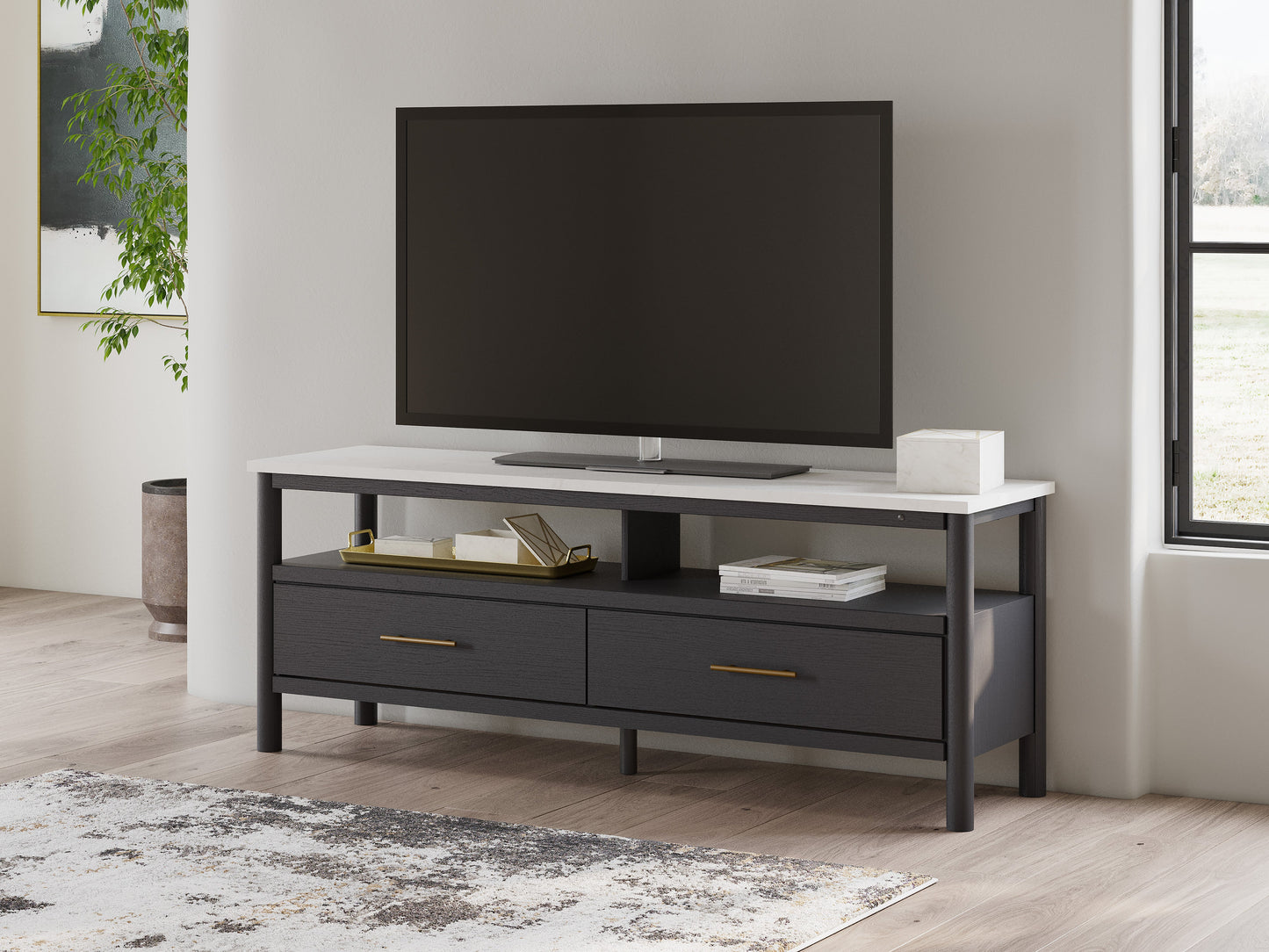 Cadmori Black/White 72" Extra Large TV Stand - Ornate Home