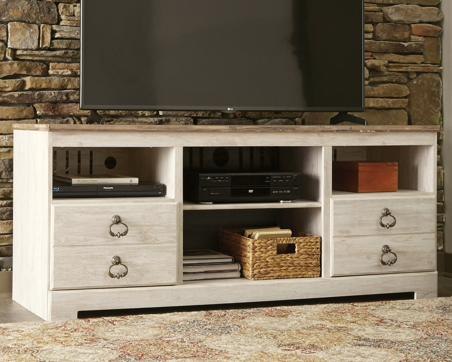 Willowton Whitewash 3-Piece Entertainment Center