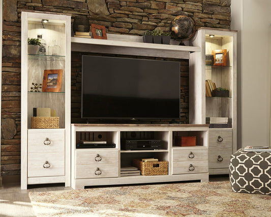 Willowton Whitewash 4-Piece Entertainment Center