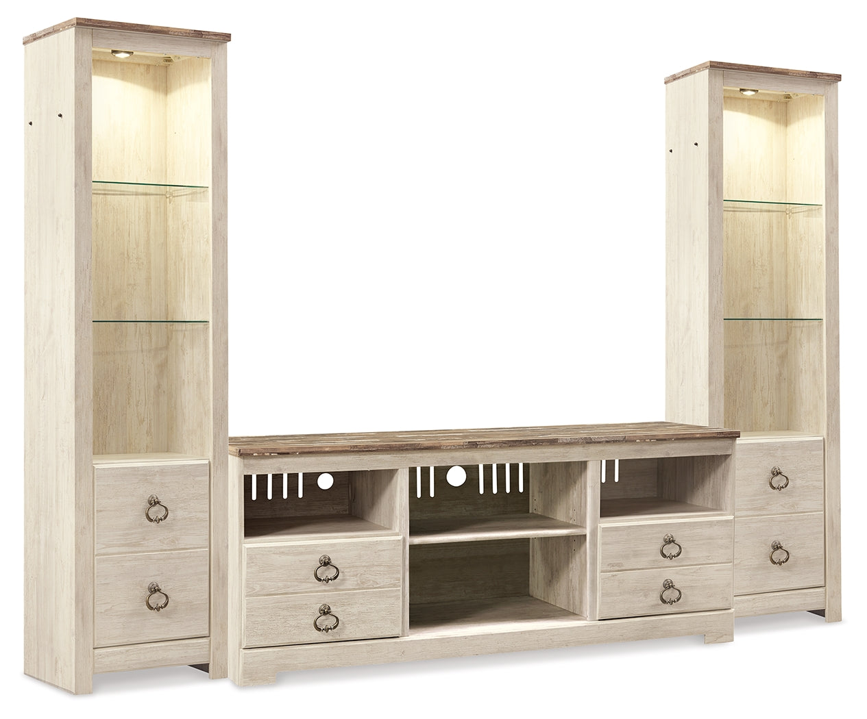 Willowton Whitewash 3-Piece Entertainment Center