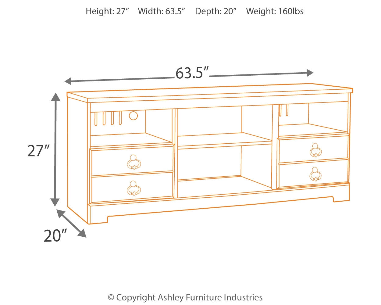 Willowton Whitewash 3-Piece Entertainment Center