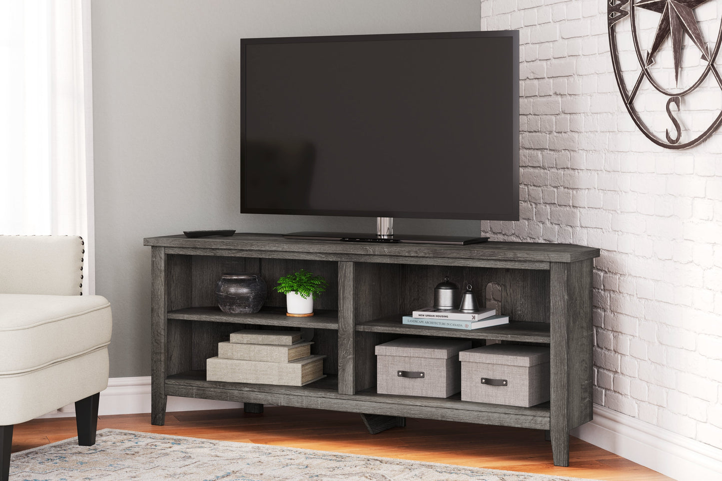 Arlenbry Gray Corner TV Stand