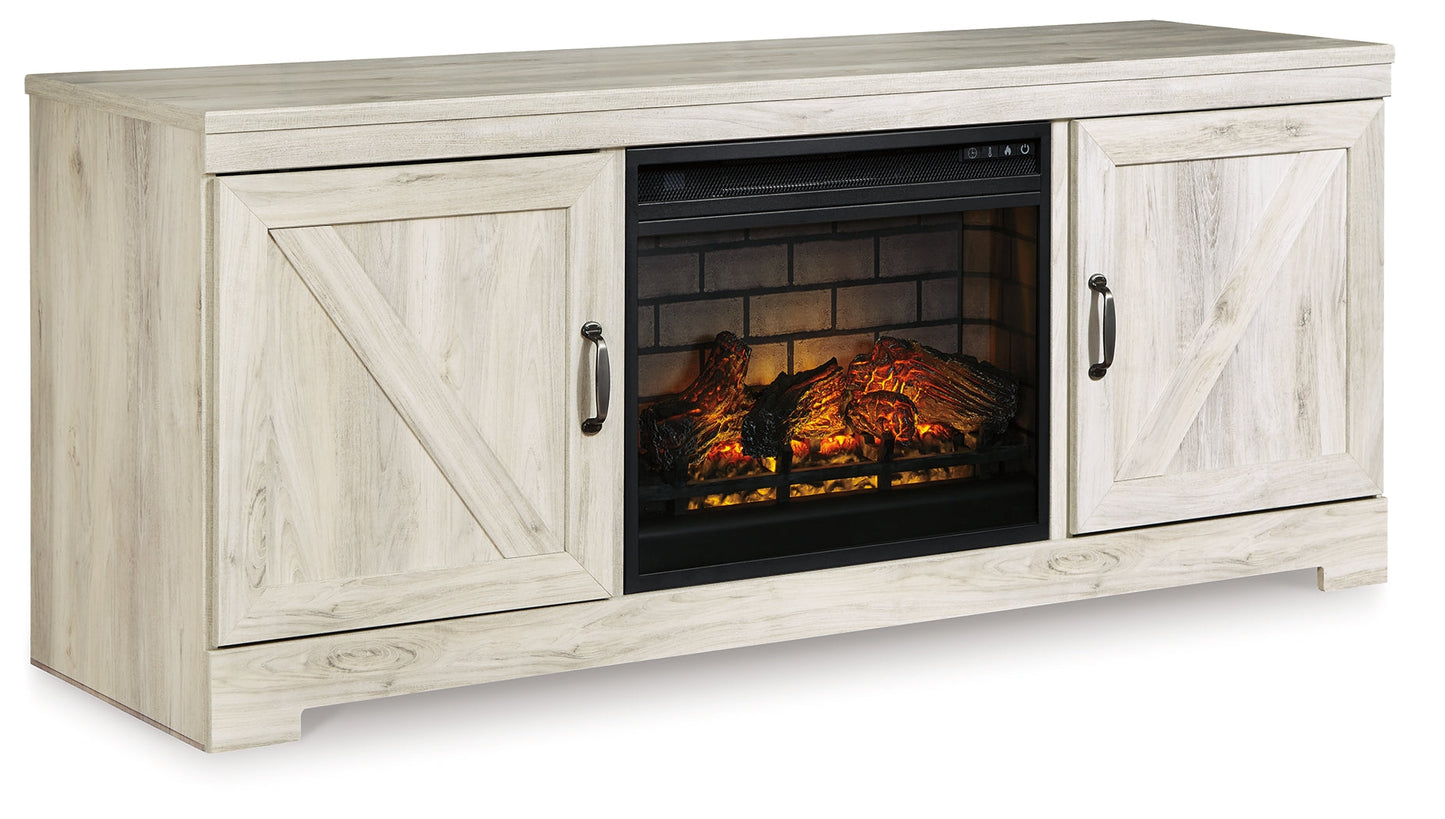 Bellaby Whitewash 63" TV Stand with Electric Fireplace