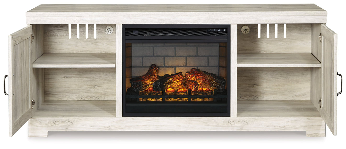 Bellaby Whitewash 63" TV Stand with Electric Fireplace