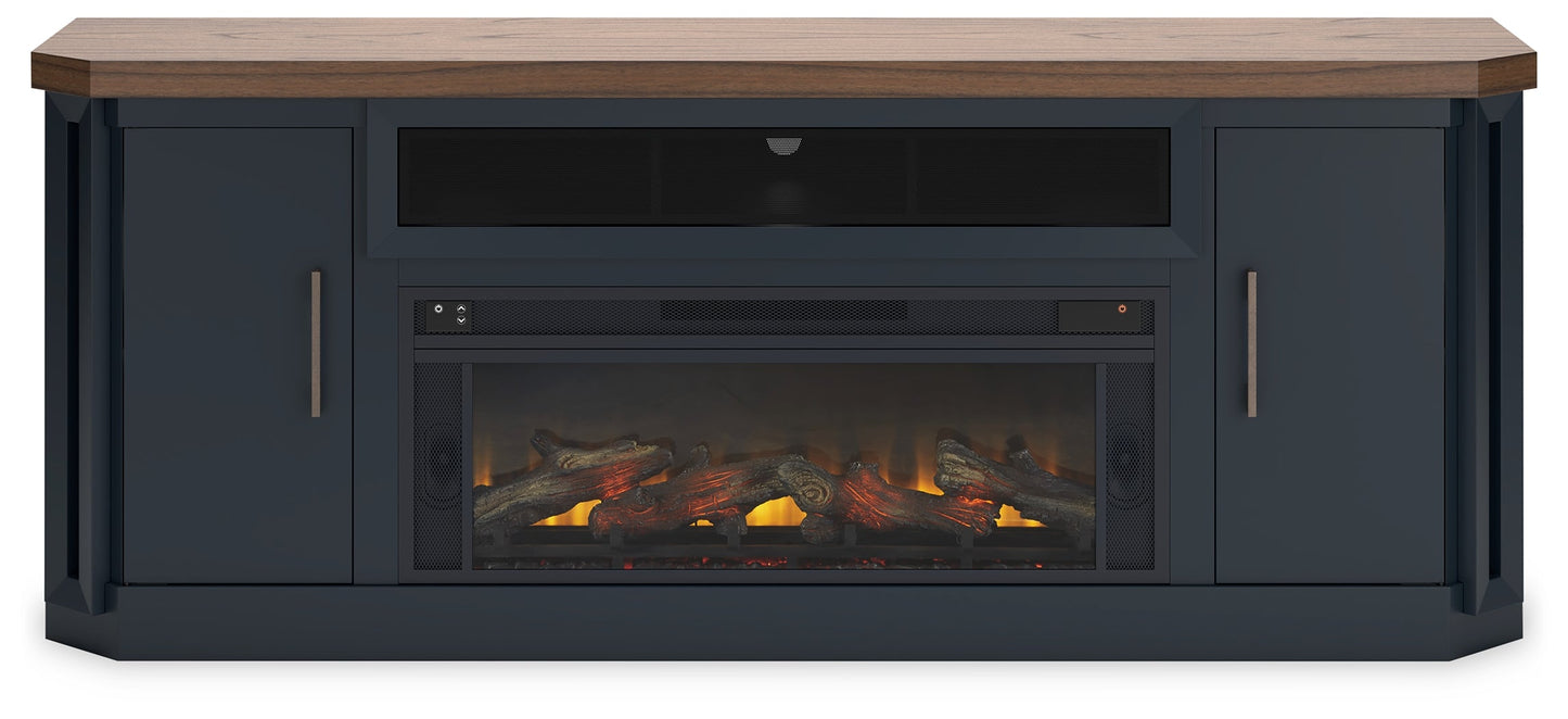 Landocken Two-tone 83" TV Stand with Electric Fireplace
