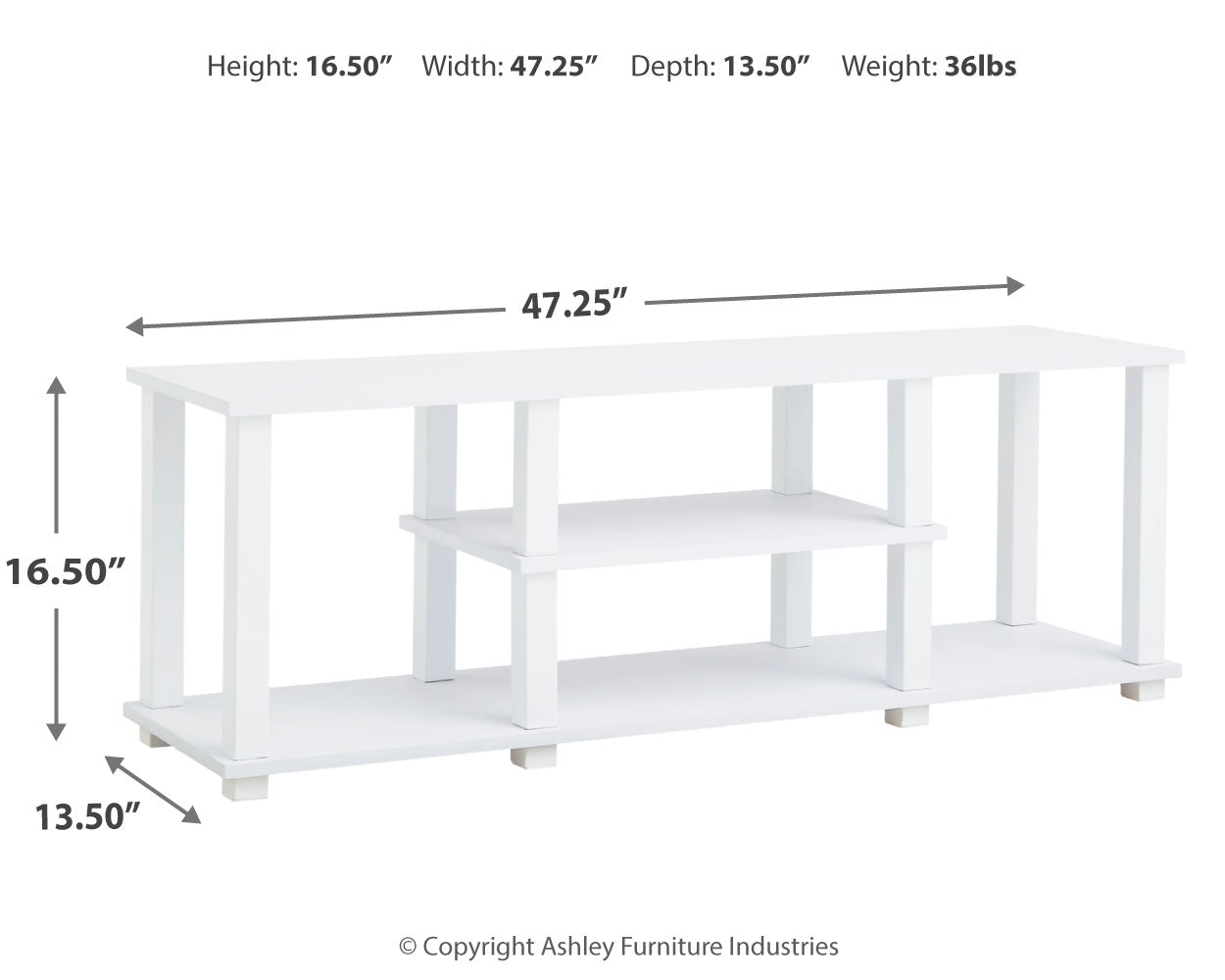 Baraga White 48" TV Stand