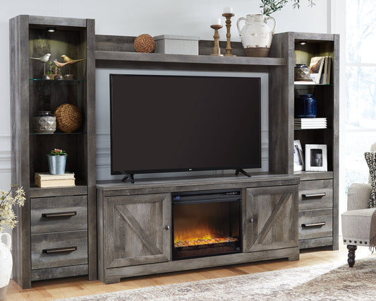 Wynnlow Gray 4-Piece Entertainment Center with Electric Fireplace