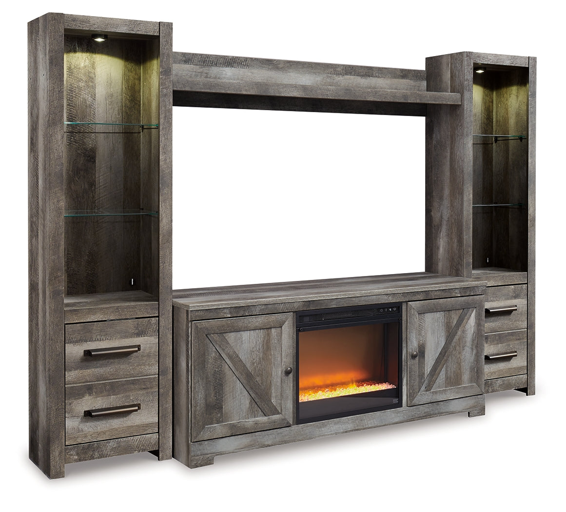 Wynnlow Gray 4-Piece Entertainment Center with Electric Fireplace