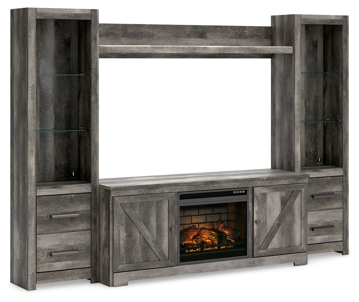 Wynnlow Gray 4-Piece Entertainment Center with Electric Fireplace