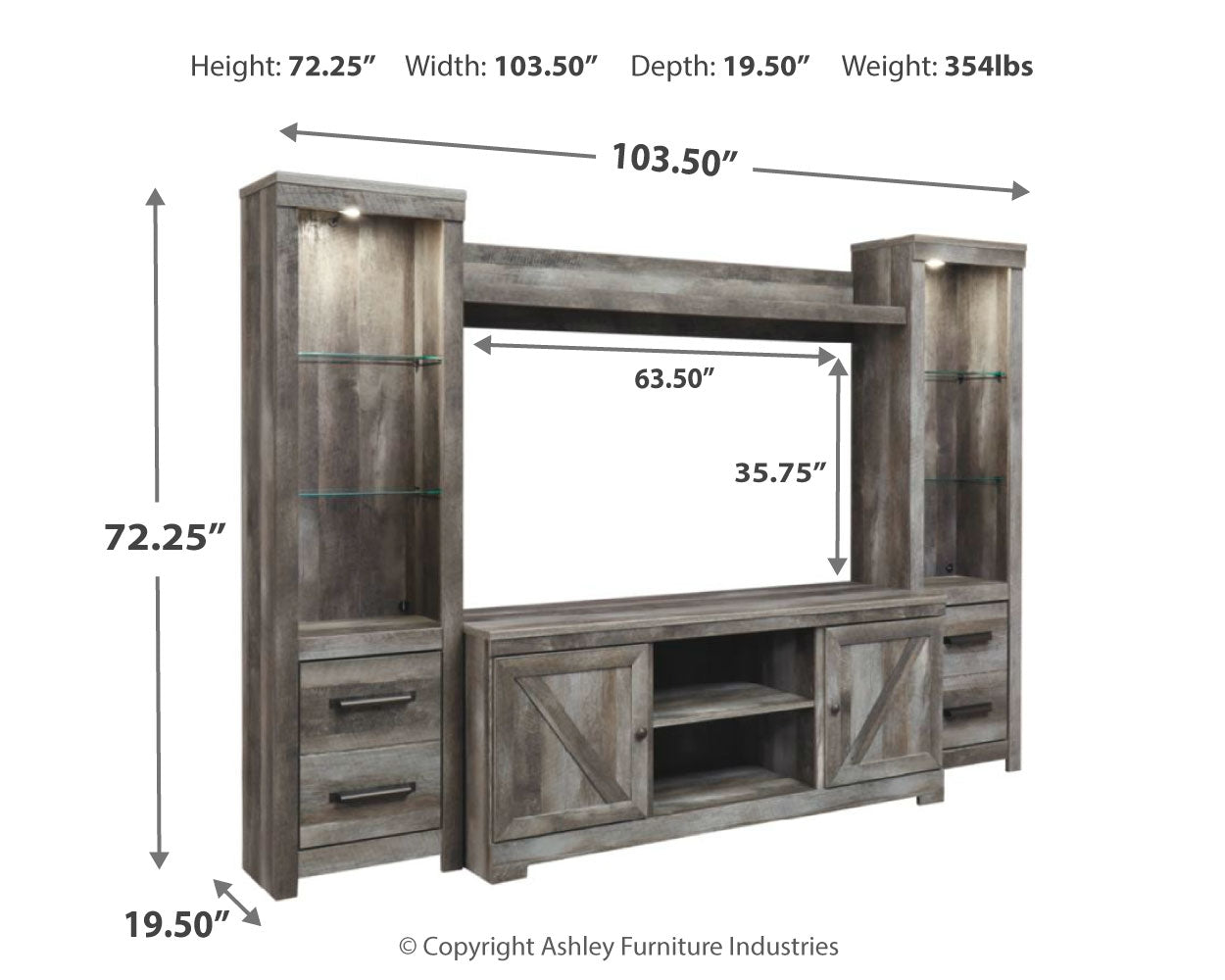 Wynnlow Gray 4-Piece Entertainment Center