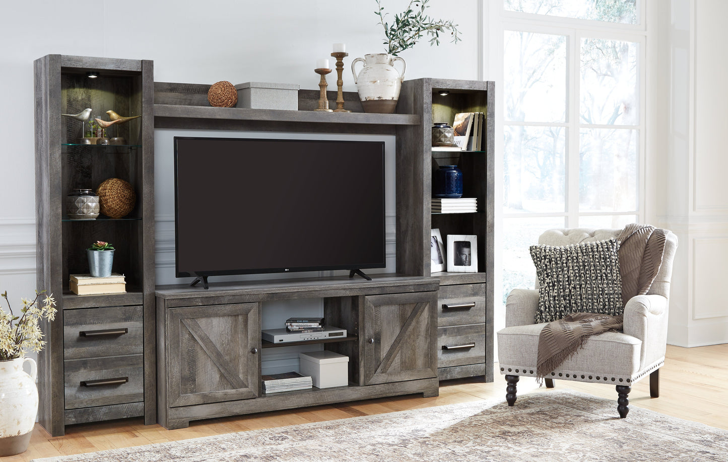 Wynnlow Gray 4-Piece Entertainment Center