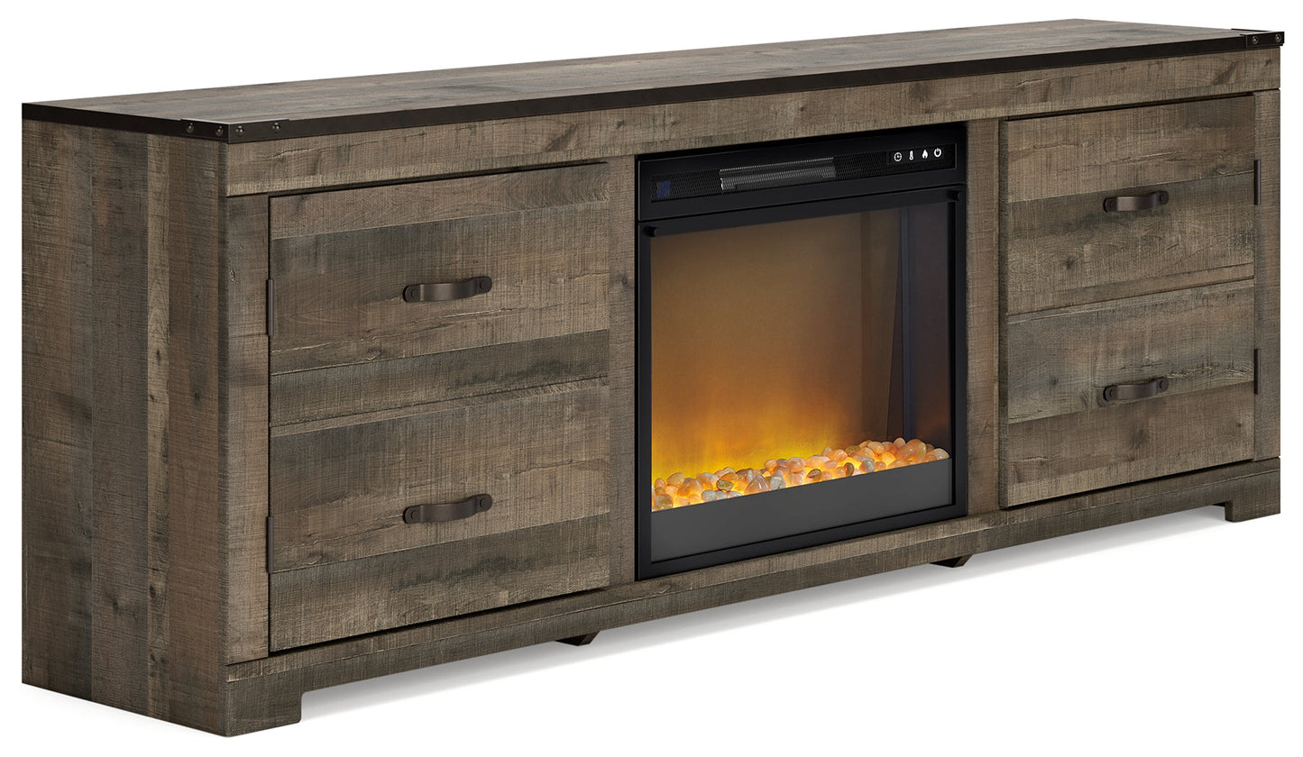 Trinell Brown TV Stand with Electric Fireplace