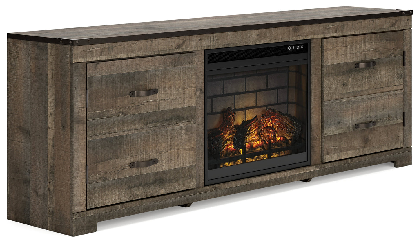 Trinell Brown 72" TV Stand with Electric Fireplace