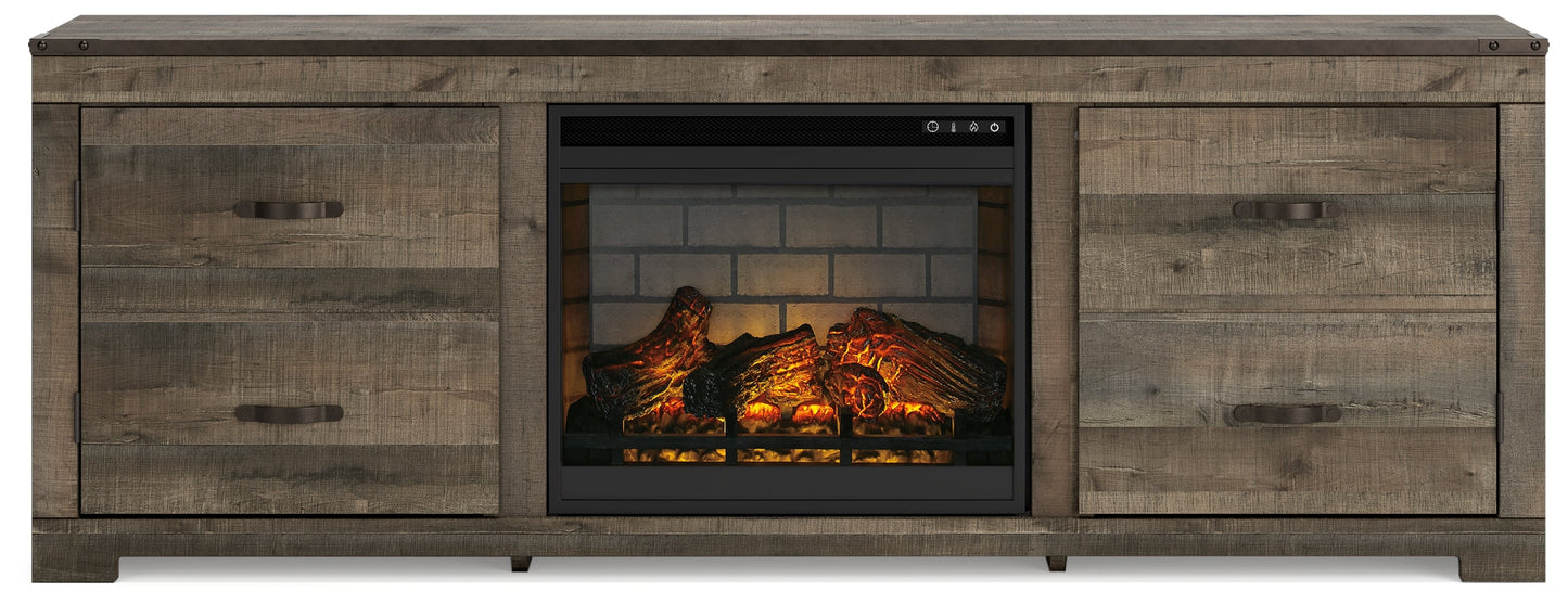 Trinell Brown 72" TV Stand with Electric Fireplace