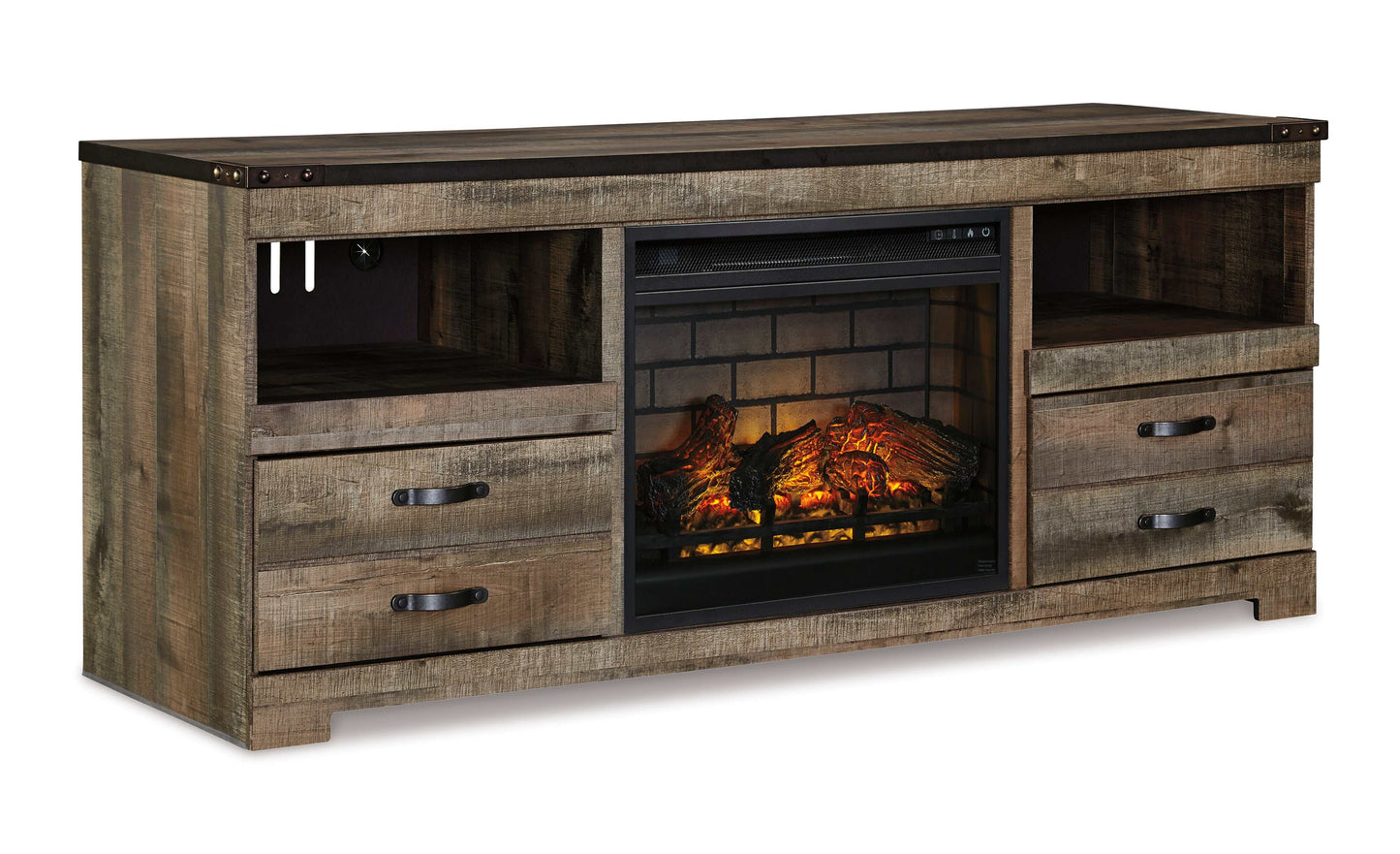 Trinell Brown 63" TV Stand w/ Electric Fireplace