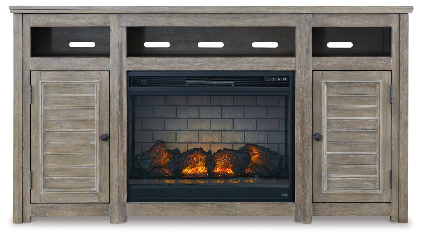 Moreshire Bisque 72" TV Stand with Electric Fireplace