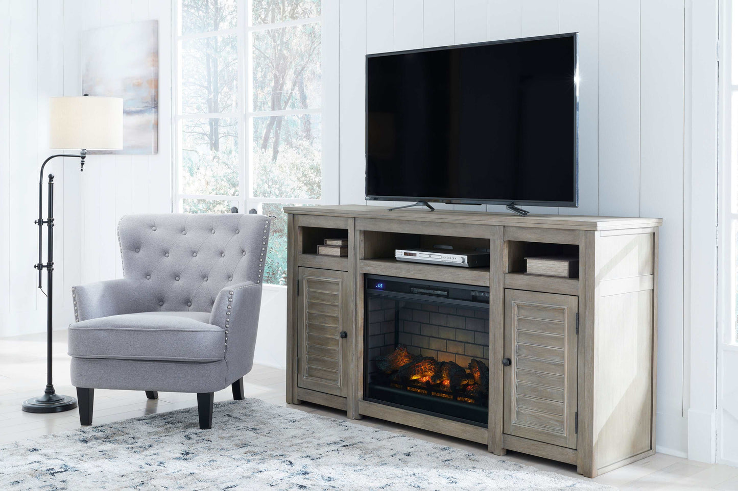 Moreshire Bisque 72" TV Stand w/ Fireplace Insert Option