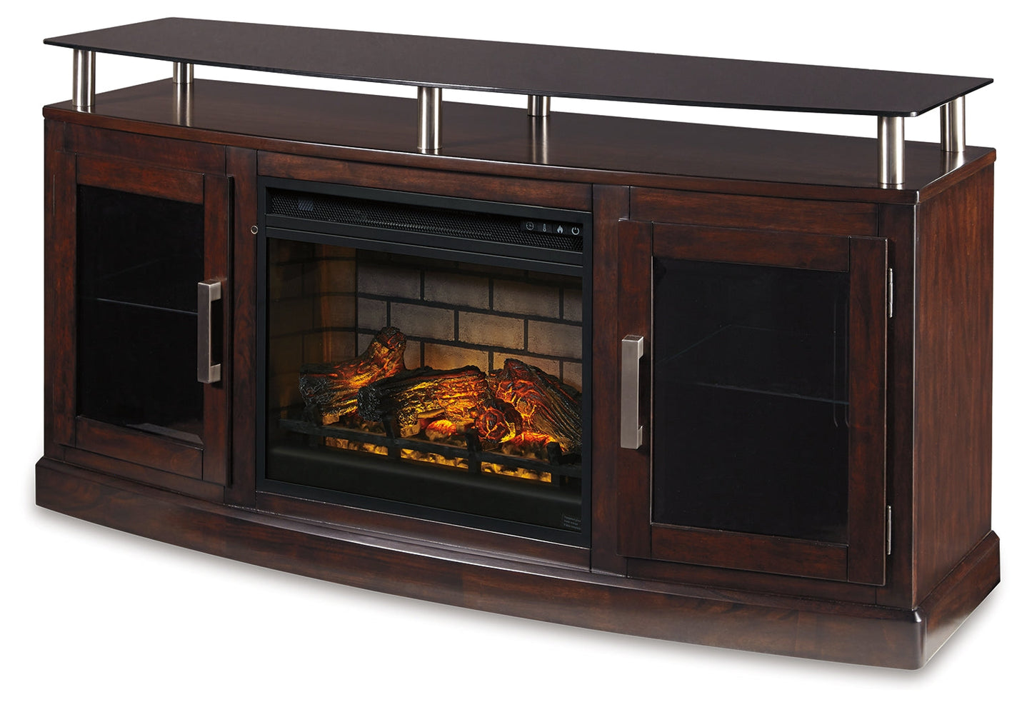 Chanceen Dark Brown 60" TV Stand with Electric Fireplace