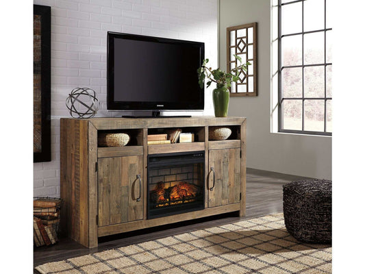 Sommerford Brown 62" TV Stand w/ Fireplace Inserts